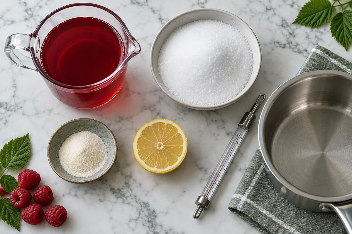 Measured juice sugar pectin and acid for raspberry jelly - process evidence Measured juice sugar pectin and acid for raspberry jelly