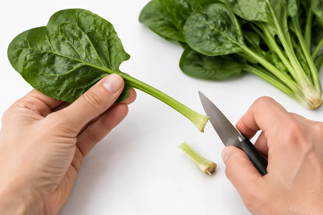 Trim, cut and cook mature stems visual explanation
