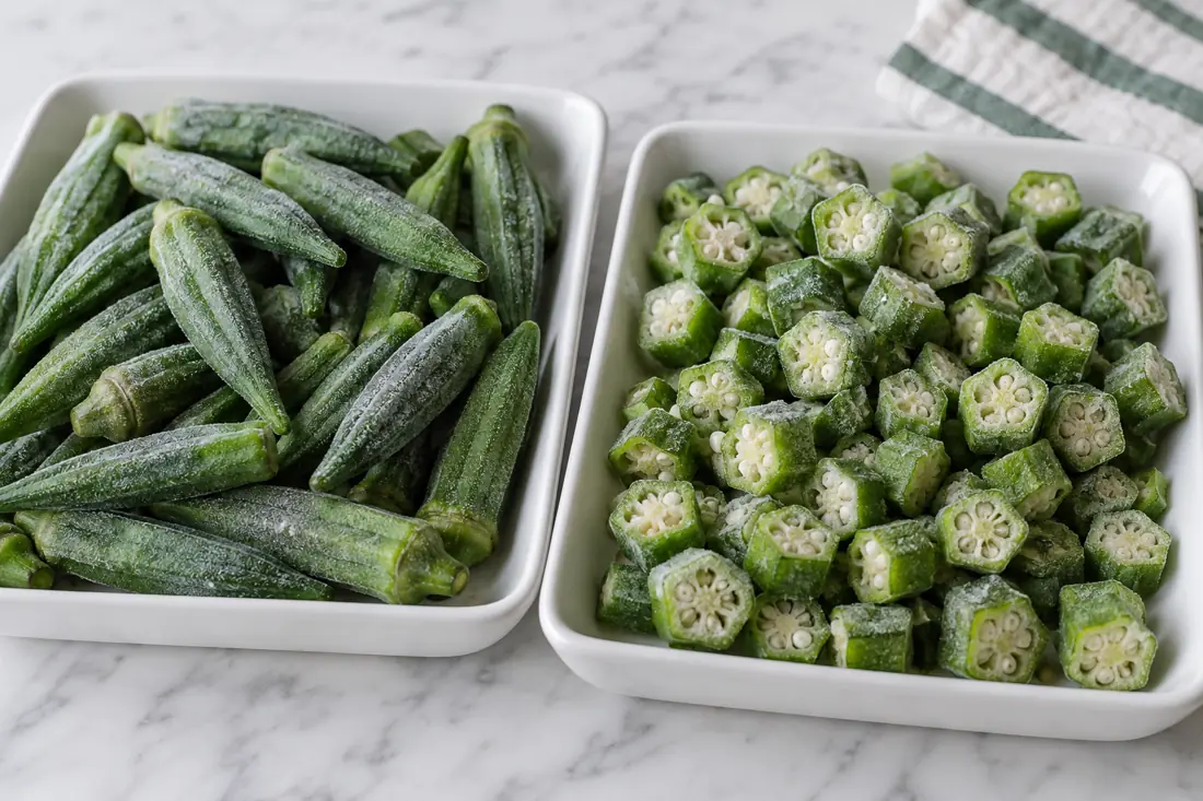 Adapt the pan method for frozen okra visual explanation